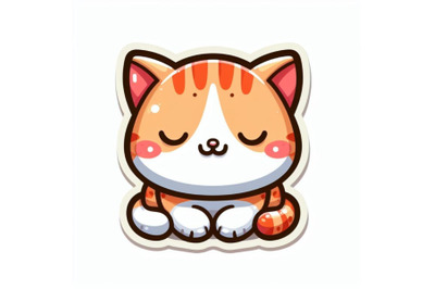 Art design in cat sticker die cut of kitten with minimal concept