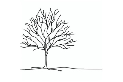 One line Minimalist continuous linear sketch dry tree