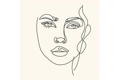 Minimalist continuous linear sketch woman face