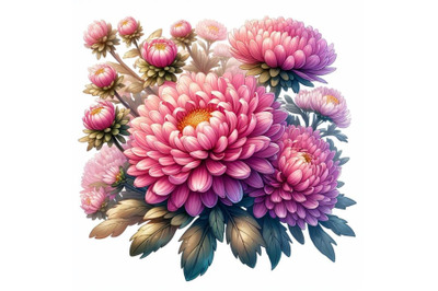 Luxurious pink Aster flower blooming