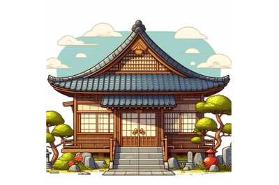 Japan traditional house with some trees