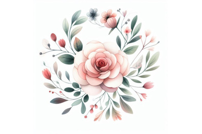 Flower watercolor wreath