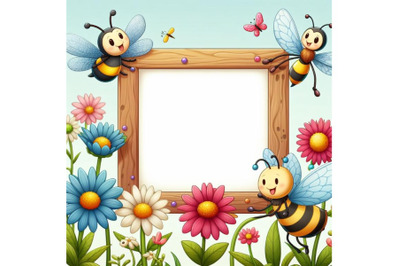 Flower bee butterfly dragonfly stand frame