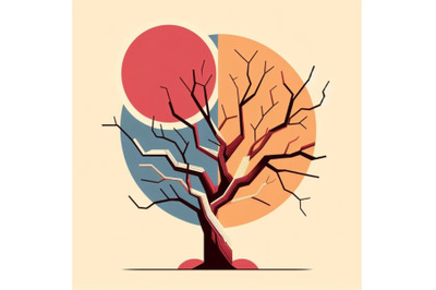 dry tree contemporary graphic minimal abstract beauty design art print