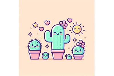 Cute Cactus Doodle Art