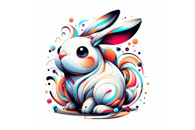 Digital art Abstract bunny on white background cartoon