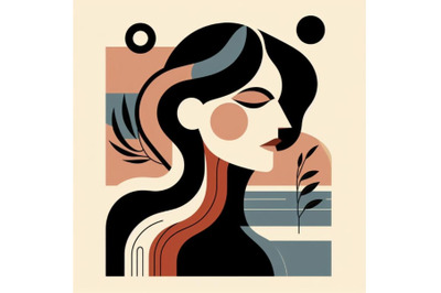 contemporary woman design art print minimal portrait abstract retro gr