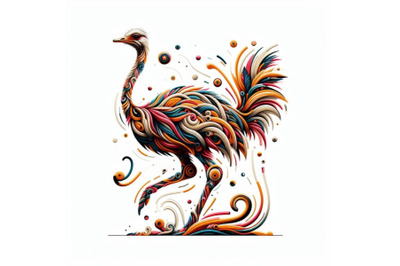 Digital art Abstract ostrich on white background&#039;