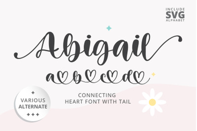 Abigail - Connecting heart font with tails
