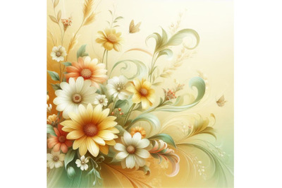 Beautiful floral background in soft yellow