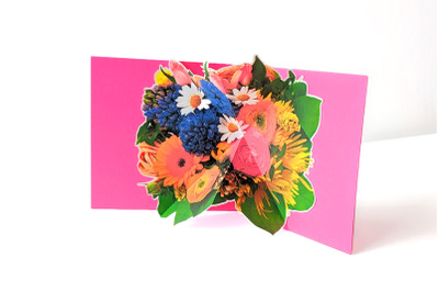 Print and Cut Mixed Flower Bouquet Pop Up Card | SVG | PNG | DXF | EPS