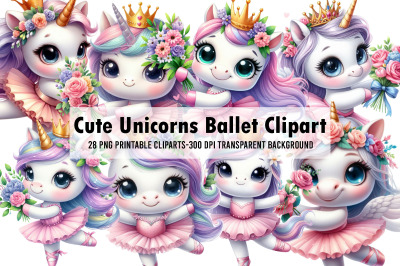 Cute Unicorns Ballet Sublimation Clipart