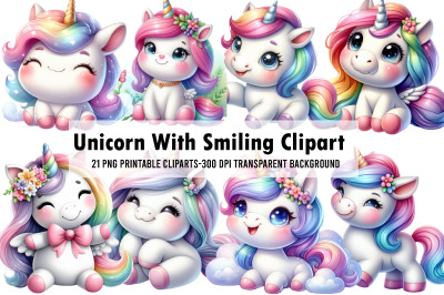 Unicorn With Smiling Clipart