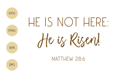 He is Risen SVG, Easter SVG, Easter Bible Verse SVG