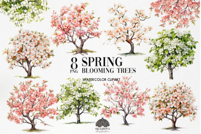 Spring Blooming Trees Clipart