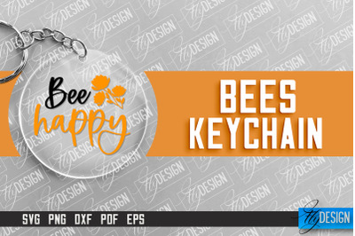 Bees Keychain Design | Nature Design | Orange Print | Summer Design |
