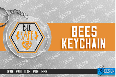 Bees Keychain Design | Nature Design | Orange Print | Summer Design |