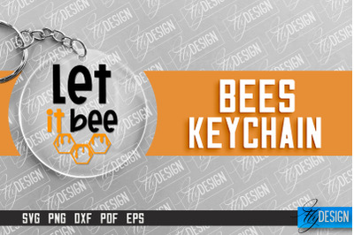 Bees Keychain Design | Nature Design | Orange Print | Summer Design |