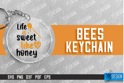 Bees Keychain Design | Nature Design | Orange Print | Summer Design |