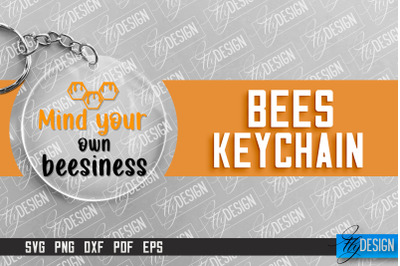 Bees Keychain Design | Nature Design | Orange Print | Summer Design |