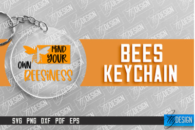 Bees Keychain Design | Nature Design | Orange Print | Summer Design |