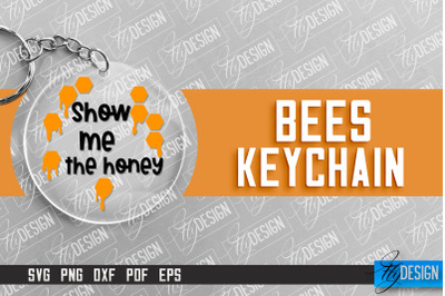 Bees Keychain Design | Nature Design | Orange Print | Summer Design |