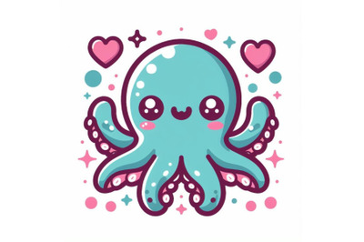 kawaii very a cute octopus loved silhouette