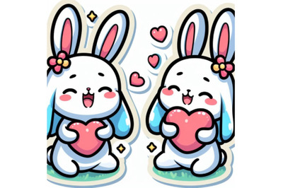 Kawaii Sticker of cute rabbit extremely