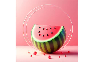 watermelon, pink background 3D