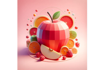 Apple , pink background 3D