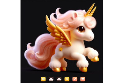 cute fluffy yellow unicorn