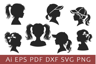 Silhouettes of little girls