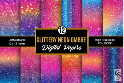 Glittery Neon Ombre Gradient Backgrounds
