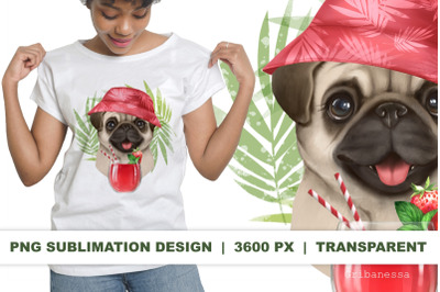 Pug dog | Summer PNG Sublimation design