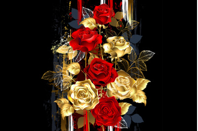Picturesque composition with golden roses
