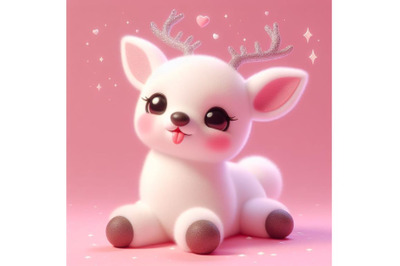 cute fluffy white deer set