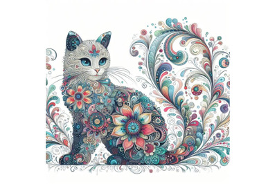 beautiful decorative cat abstract flosal