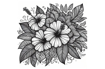 doodle line art coloring page ill set