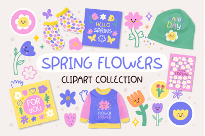 Spring flowers clipart collection