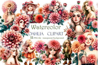 Dahlia Flower Clipart | Women Collection