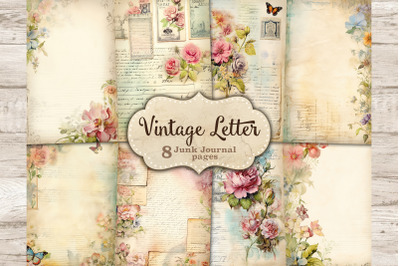 Vintage Letter Junk Journal Pages | Flower Collage Sheet