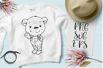 Cute Bear Happy Baby Animal SVG, EPS Png