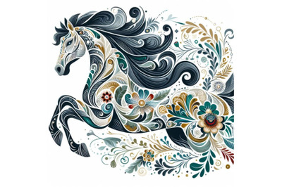 decorative horse abstract floral