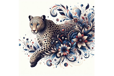 beautiful decorative cheetah abstract floral White background - Copy