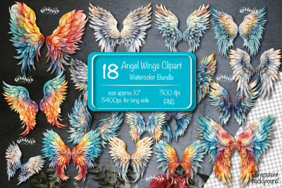 Angel Wings Clipart Bundle PNG Transparent wings png Watercolor Clipar