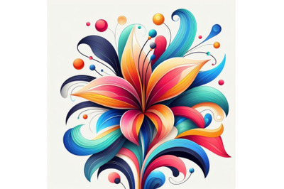 Abstract colorful flower. abstract colorful lily on white background