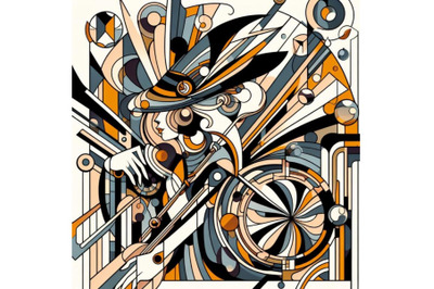 Abstract Illustration With Art Deco Geometric Shapes. a witch