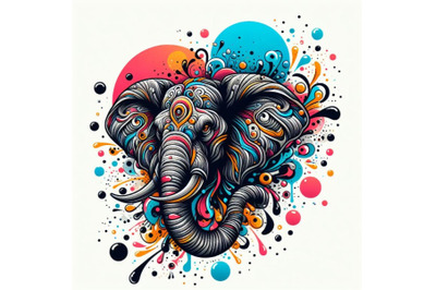 Abstract splash art poster of elephant head