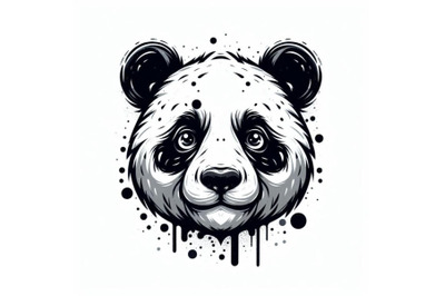 Abstract splash art poster of panda head