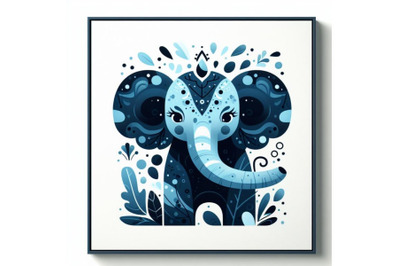 Blue Elephant Abstract Animal Wall Art